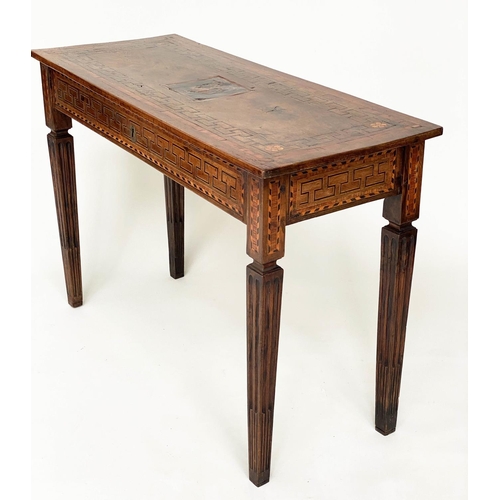 175 - ITALIAN SIDE TABLE, late 18th century walnut, satinwood and tulipwood crossbanded and ebony inlaid w... 