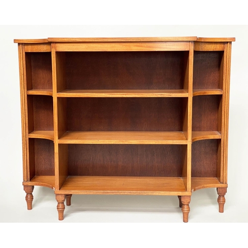 177 - SATINWOOD BOOKCASE, Regency design satinwood and rosewood crossbanded on turned supports, 90cm H x 2... 