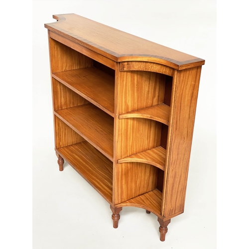 177 - SATINWOOD BOOKCASE, Regency design satinwood and rosewood crossbanded on turned supports, 90cm H x 2... 