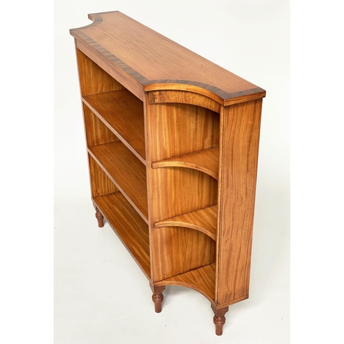 177 - SATINWOOD BOOKCASE, Regency design satinwood and rosewood crossbanded on turned supports, 90cm H x 2... 