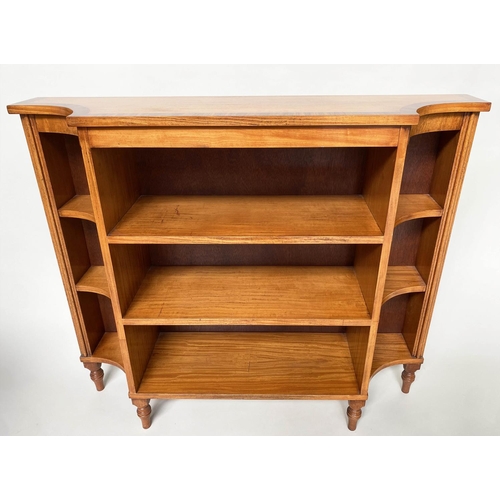 177 - SATINWOOD BOOKCASE, Regency design satinwood and rosewood crossbanded on turned supports, 90cm H x 2... 