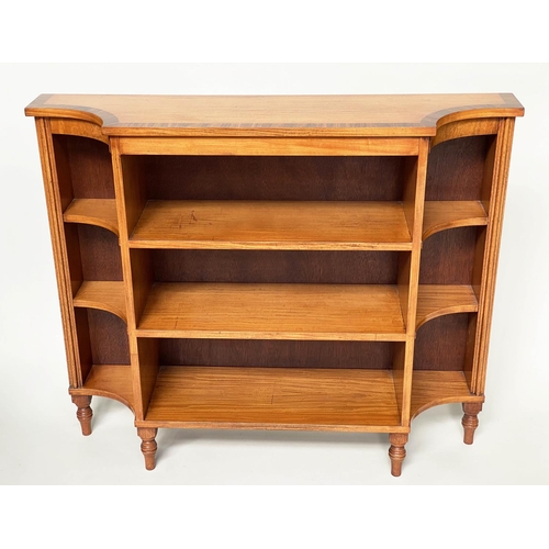 177 - SATINWOOD BOOKCASE, Regency design satinwood and rosewood crossbanded on turned supports, 90cm H x 2... 