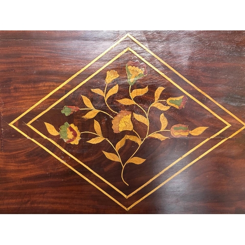 179 - DUTCH SIDE TABLE, 19th century mahogany and allover satinwood foliate marquetry with rising lid frie... 