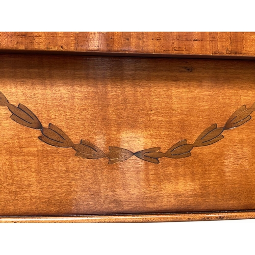 187 - CONSOLE TABLE, George III design satinwood and marquetry inlay of bowed outline with tapering suppor... 