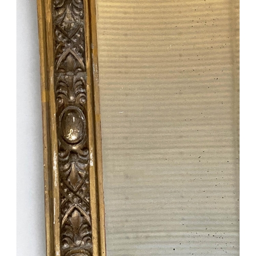 198 - OVERMANTEL MIRROR, 19th century giltwood and gesso, with rosette frieze and acanthus leaf moulded fr... 