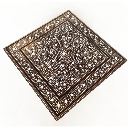 203 - HOSHIARPUR TABLE, 19th century North Indian, square hardwood and profusely bone inlaid with conformi... 