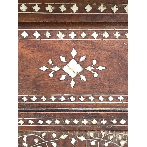 203 - HOSHIARPUR TABLE, 19th century North Indian, square hardwood and profusely bone inlaid with conformi... 