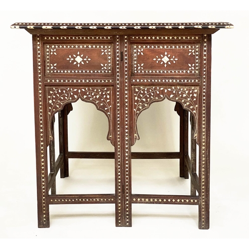 203 - HOSHIARPUR TABLE, 19th century North Indian, square hardwood and profusely bone inlaid with conformi... 