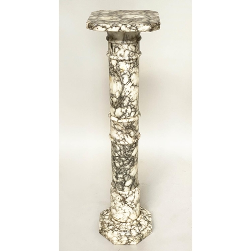 208 - ALABASTER COLUMN, early 20th century Italian with pillar support and facetted base, 100cm H x 25cm W... 