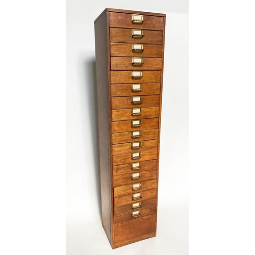 218 - FILING CHEST, mid 20th century oak with eighteen drawers and brass labels/handles, stamped 'ER' Gove... 