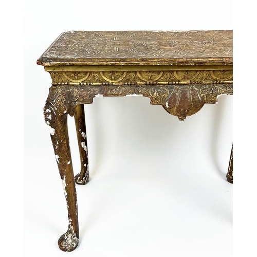 234 - CENTRE TABLE, 77cm H x 92cm W x 55cm D, George I giltwood and gesso, circa 1720, with rectangular fo... 
