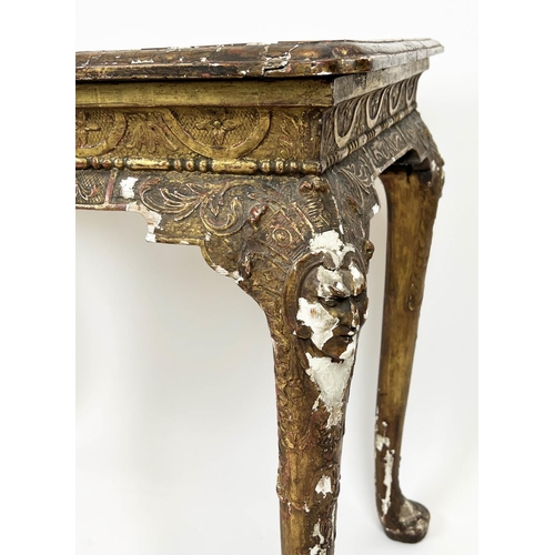 234 - CENTRE TABLE, 77cm H x 92cm W x 55cm D, George I giltwood and gesso, circa 1720, with rectangular fo... 