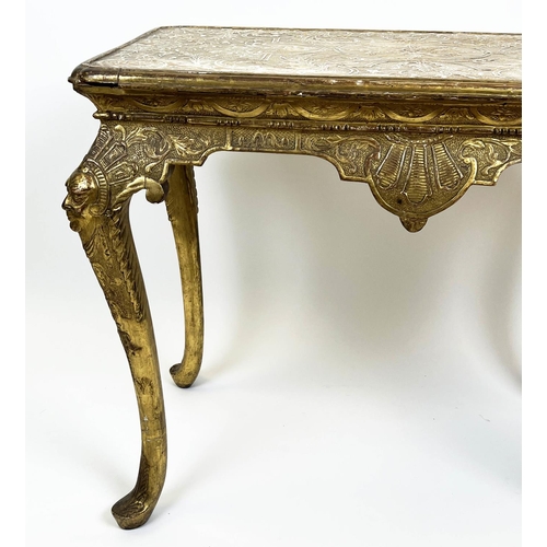 237 - CENTRE TABLE, 77cm H x 95cm W x 56cm D, late 19th/early 20th century George I style giltwood with re... 