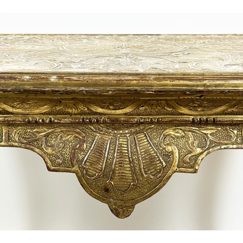 237 - CENTRE TABLE, 77cm H x 95cm W x 56cm D, late 19th/early 20th century George I style giltwood with re... 