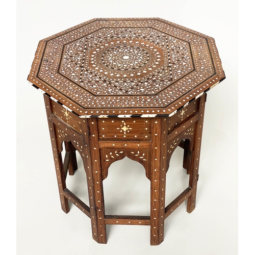 252 - HOSHIARPUR TABLE, 19th century North Indian octagonal hardwood and profusely bone inlaid with coform... 