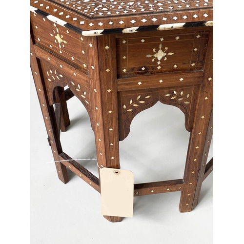 252 - HOSHIARPUR TABLE, 19th century North Indian octagonal hardwood and profusely bone inlaid with coform... 