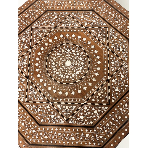 252 - HOSHIARPUR TABLE, 19th century North Indian octagonal hardwood and profusely bone inlaid with coform... 