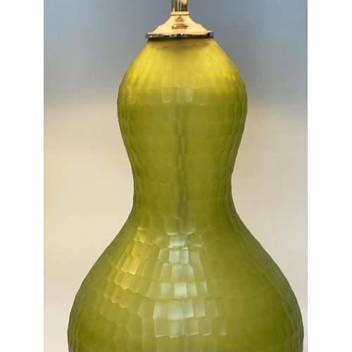 257 - JULIAN CHICHESTER 'TASSIA' TABLE LAMPS, a pair, green glass with shades, 87cm H. (2)