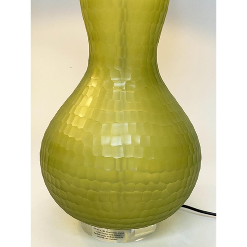 257 - JULIAN CHICHESTER 'TASSIA' TABLE LAMPS, a pair, green glass with shades, 87cm H. (2)