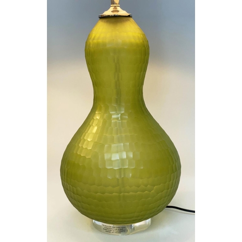 257 - JULIAN CHICHESTER 'TASSIA' TABLE LAMPS, a pair, green glass with shades, 87cm H. (2)