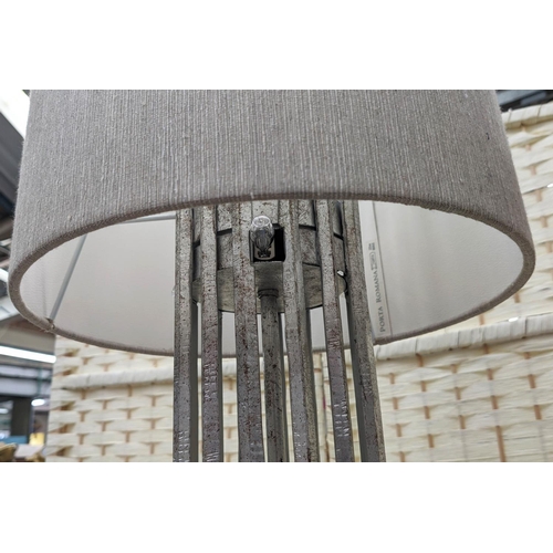 310 - PORTA ROMANA FLYNN CAGED TABLE LAMPS, a pair, with Porta Romana shades, 106cm H. (2)