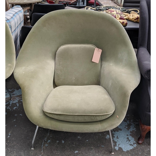 311 - KNOLL WOMB CHAIR, by Eero Saarinen, velvet upholstered, 105cm x 85cm x 92cm approx.