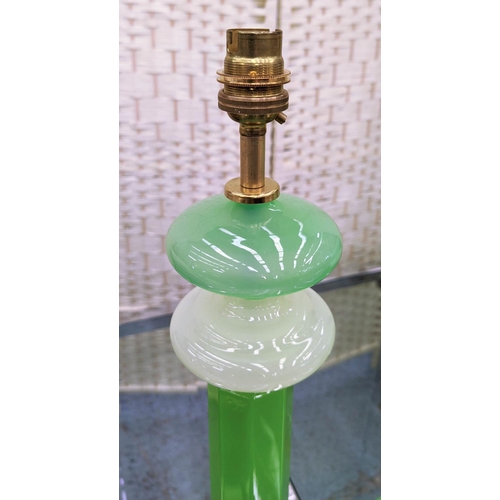 332 - CENEDESE MURANO TABLE LAMPS, a pair, vintage, green opaline glass, 52.5cm H. (2)