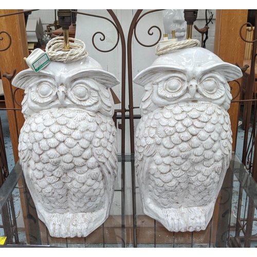 350 - PAOLO MOSCHINO CERAMIC OWL TABLE LAMPS, a pair, 55cm H. (2)