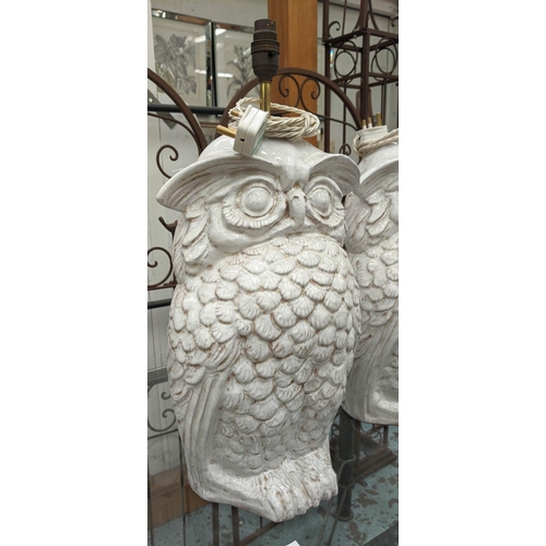 350 - PAOLO MOSCHINO CERAMIC OWL TABLE LAMPS, a pair, 55cm H. (2)