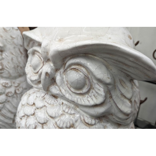 350 - PAOLO MOSCHINO CERAMIC OWL TABLE LAMPS, a pair, 55cm H. (2)