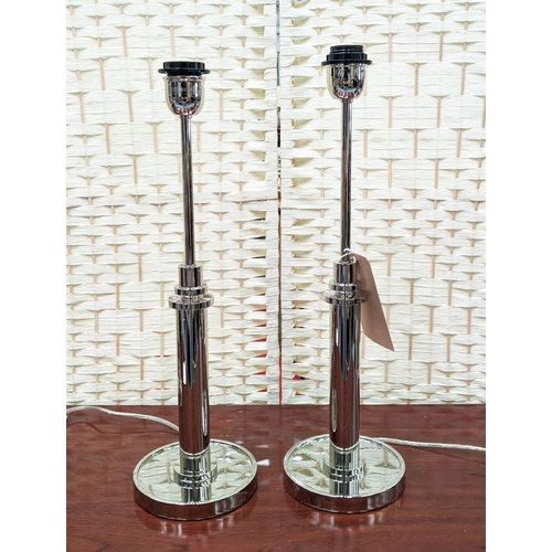 356 - PAOLO MOSCHINO LUTHER TABLE LAMPS, a pair, nickel finish, 65cm at tallest. (2)