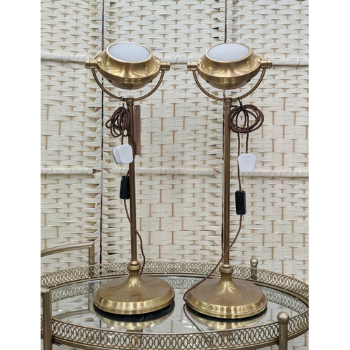 363 - PAOLO MOSCHINO ORION TABLE LAMPS, a pair, antiqued brass finish, 73cm H. (2)