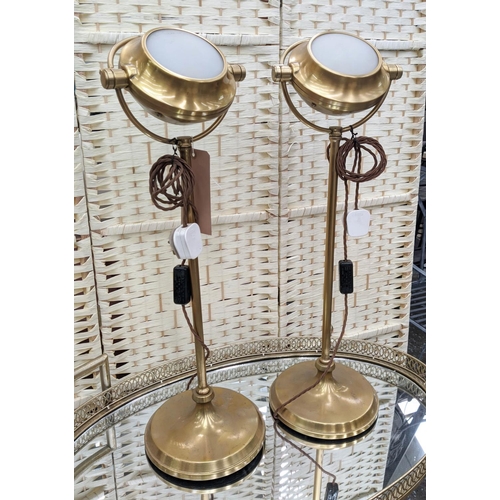 363 - PAOLO MOSCHINO ORION TABLE LAMPS, a pair, antiqued brass finish, 73cm H. (2)