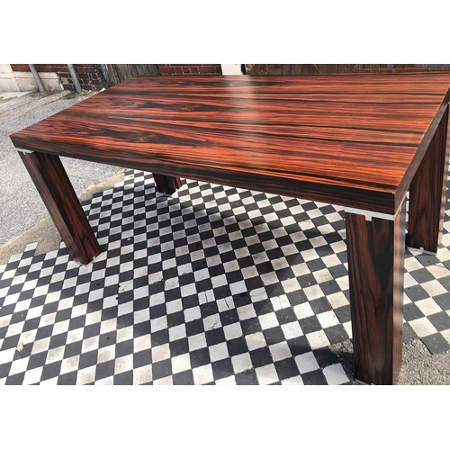 364 - DINING TABLE, contemporary, macassar, polished metal detail, additional glass top included, 170cm x ... 