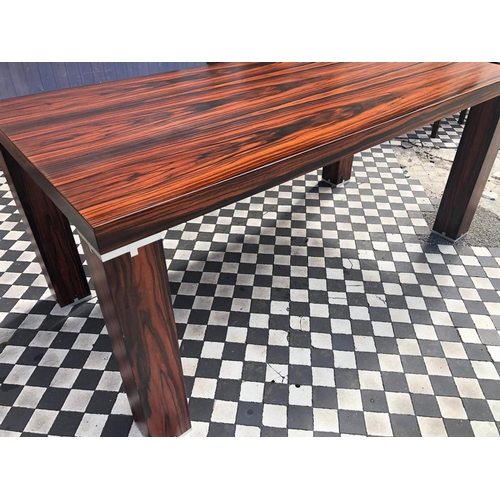 364 - DINING TABLE, contemporary, macassar, polished metal detail, additional glass top included, 170cm x ... 