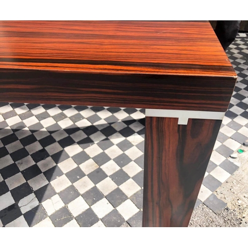 364 - DINING TABLE, contemporary, macassar, polished metal detail, additional glass top included, 170cm x ... 