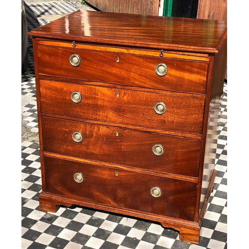 373 - BACHELOR'S CHEST, 95cm H x 85cm W x 57cm D, George III mahogany with brushing slide above 4 drawers.