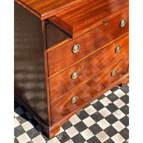 373 - BACHELOR'S CHEST, 95cm H x 85cm W x 57cm D, George III mahogany with brushing slide above 4 drawers.