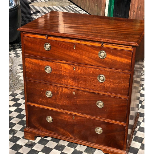 373 - BACHELOR'S CHEST, 95cm H x 85cm W x 57cm D, George III mahogany with brushing slide above 4 drawers.