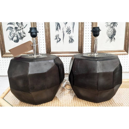 374 - PAOLO MOSCHINO CUBISTIC ROUND TABLE LAMPS, a pair, 43cm H. (2)