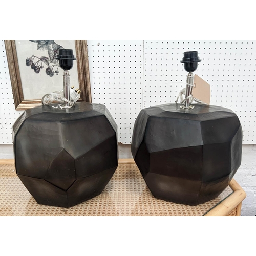 375 - PAOLO MOSCHINO CUBISTIC ROUND TABLE LAMPS, a pair, 43cm H. (2)