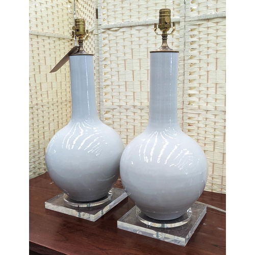 377 - PAOLO MOSCHINO WHITE GOURD VASE TABLE LAMPS, a pair, 68cm H. (2)