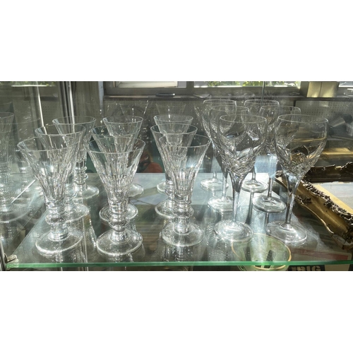 4 - WINE GLASSES, sixteen and fifteen white six red and four others, cut glass. (41)
