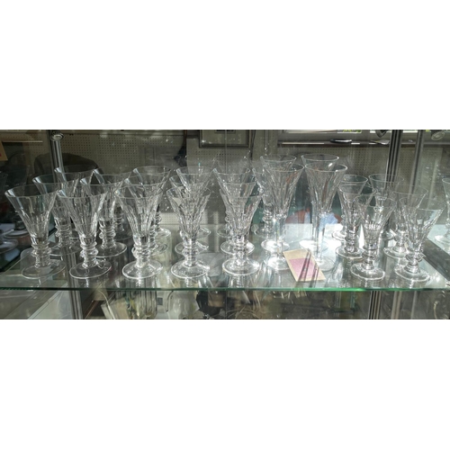 4 - WINE GLASSES, sixteen and fifteen white six red and four others, cut glass. (41)