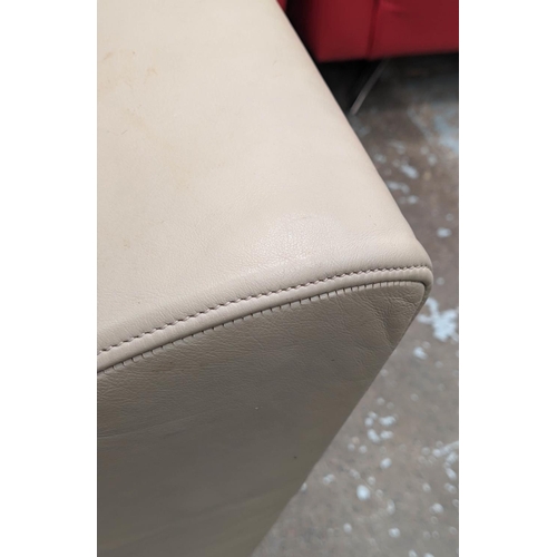 417 - SAXUM TUDO BEM ARMCHAIR, by Sarah George, painted steel frame, Swedish taupe elmo leather, 110cm x 9... 