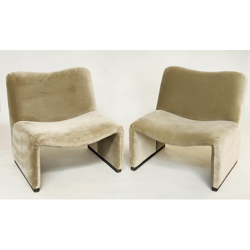 433 - SOHO HOMES LOVETT CHAIRS, a pair, putty green velvet velour, 69cm W x 75cm H. (2)