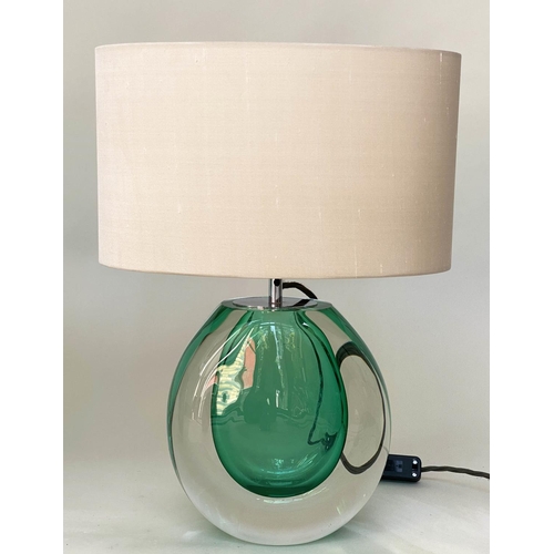 442 - TABLE LAMPS, a pair, 'Mia' by Heathfield & Co, hand blown with intense green 'droplet', 50cm H. (2)