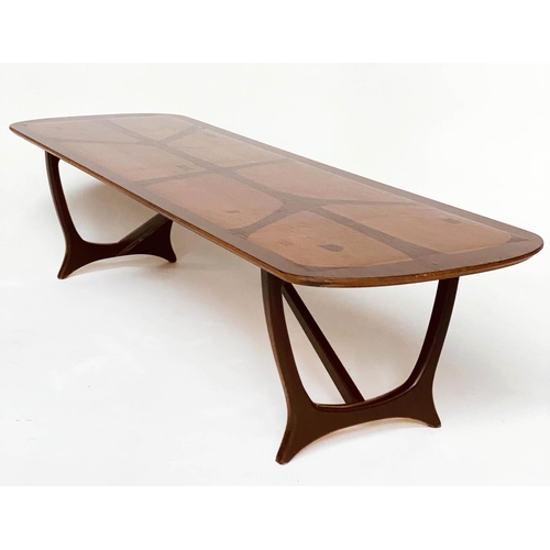 446 - HEALS LONG TOM TABLE, mid 20th century parquetry specimen wood by Everest for Heals, 152cm W x 47cm ... 