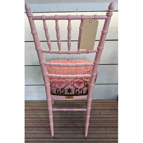 476 - GUCCI CHIAVARI CHAIR, 96cm H x 44cm D, with GG jacquard upholstery.