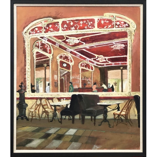 56 - RICHARD BEER (1928-2017), 'Cafe De La Paix, Valreas', oil on canvas, 75.7cm x 66cm, signed, framed. ... 